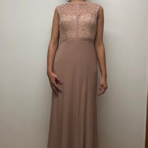 Floor length pink nude dress